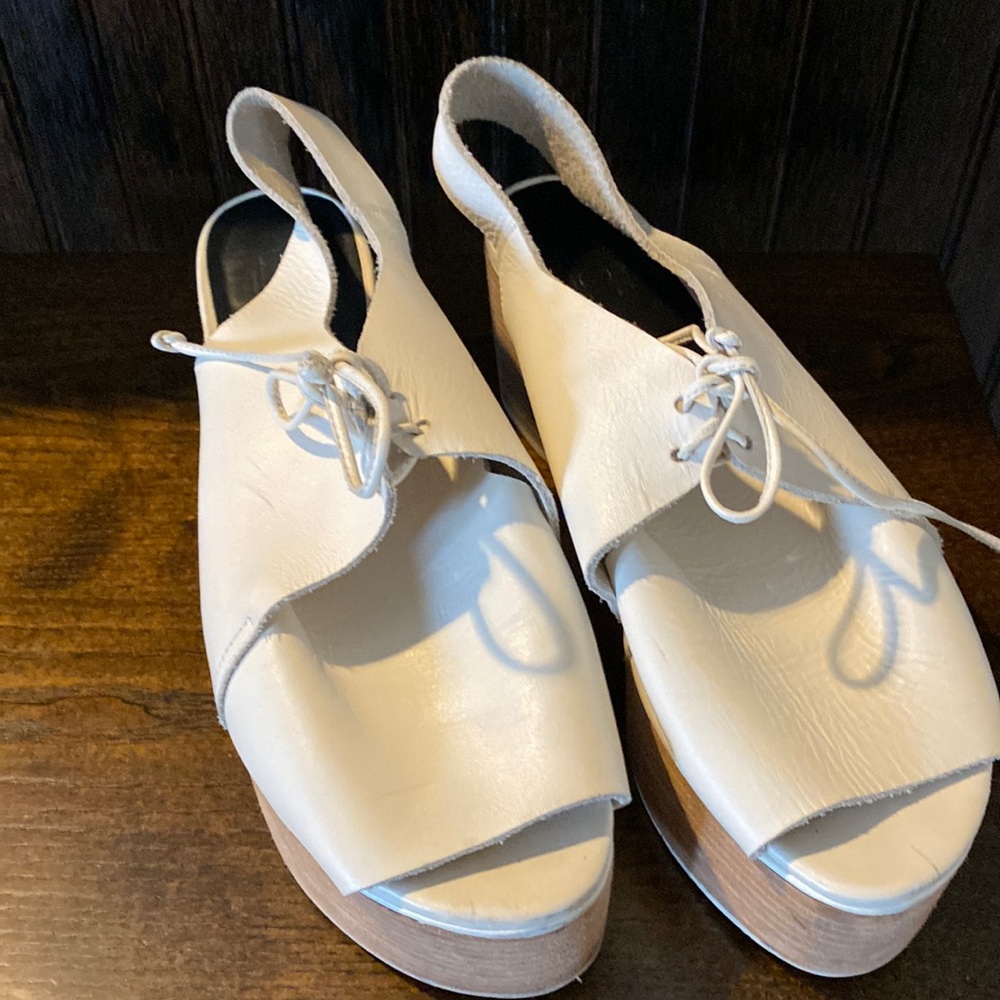 Tibi leather wedge shoes